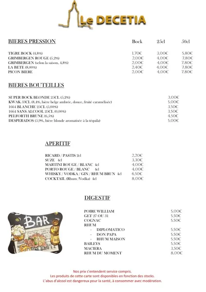 menu 2 of LE DECETIA