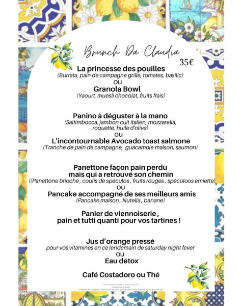 menu 1 of Da Claudia Ristorante - Restaurant Italien