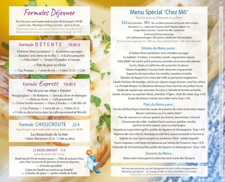 menu 1 of Restaurant Chez Mô (Albert 1er) et Poissonnerie