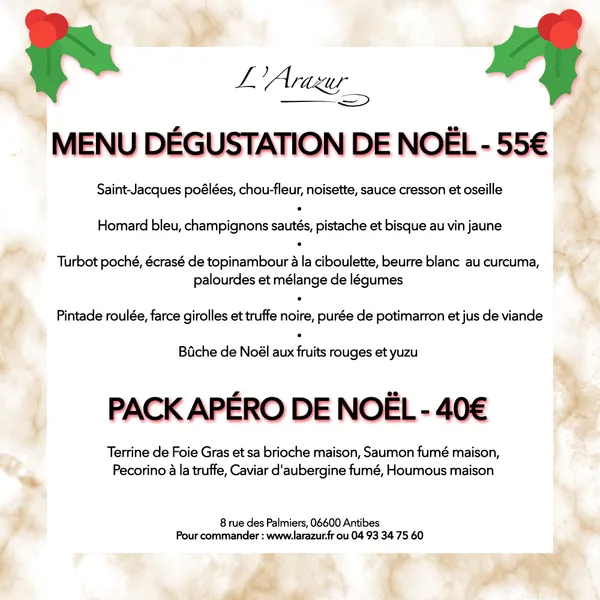 menu 0 of Restaurant L'Arazur