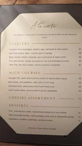 menu 2 of Restaurant L'Arazur