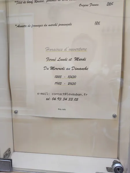 menu 2 of Restaurant le Vauban