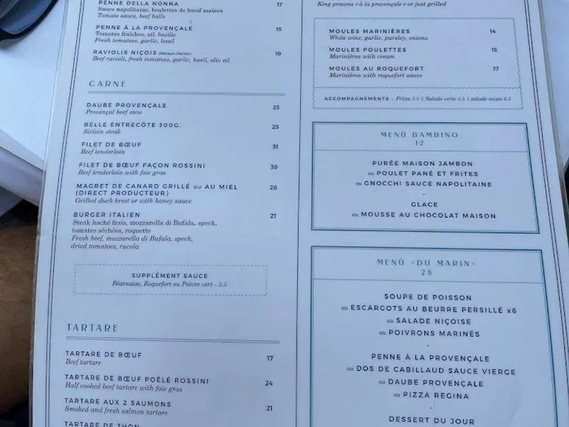 menu 0 of L'annexe