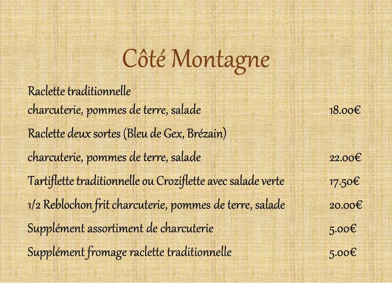 menu 0 of Les 3 Bures