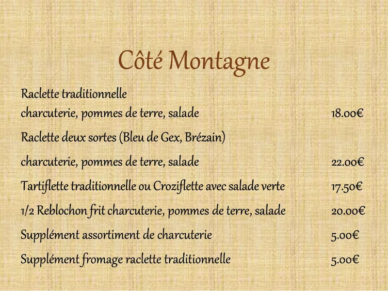 menu 0 of Les 3 Bures