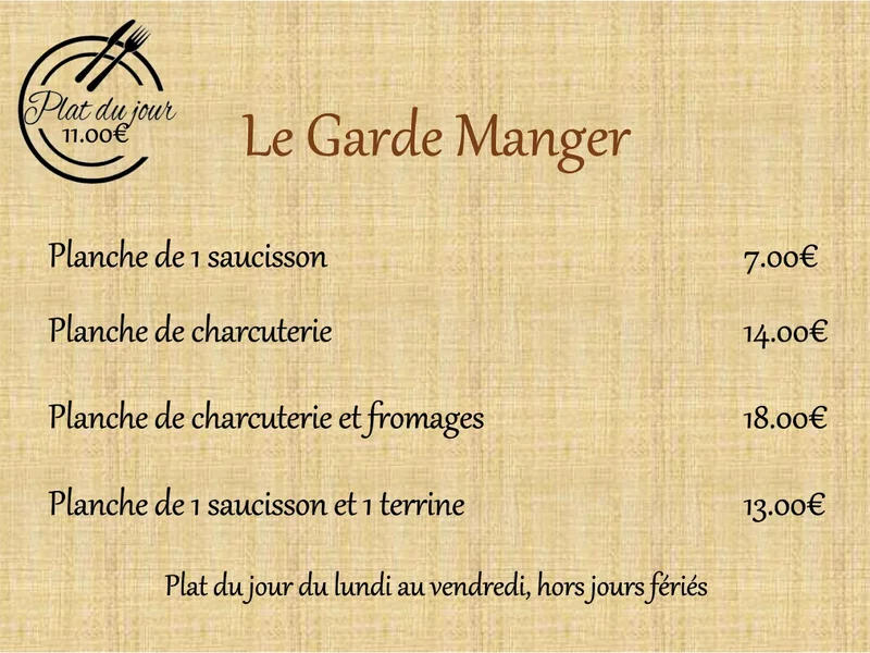 menu 2 of Les 3 Bures