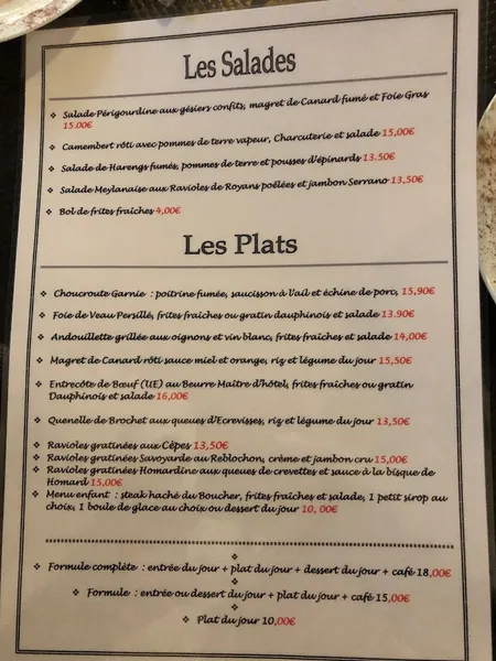 menu 2 of Brasserie Le K