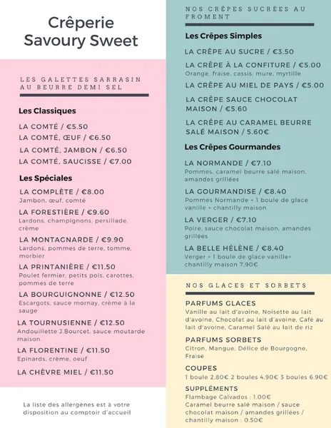 menu 2 of Crêperie Savoury Sweet