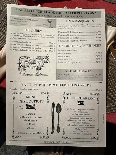 menu 0 of Auberge Du Charron