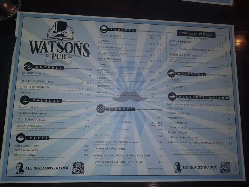 menu 0 of Watson's Pub