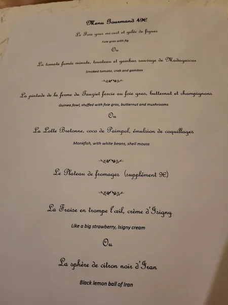 menu 2 of La Table de Léo