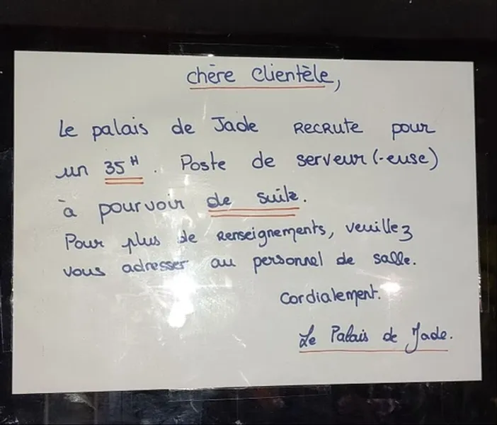 menu 0 of Le Palais De Jade