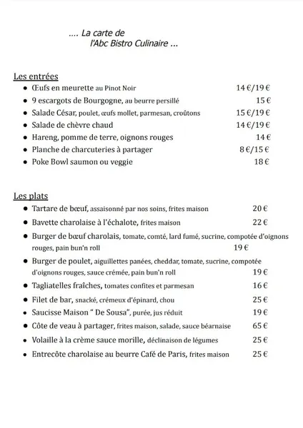 menu 0 of L'ABC Montceau-les-Mines