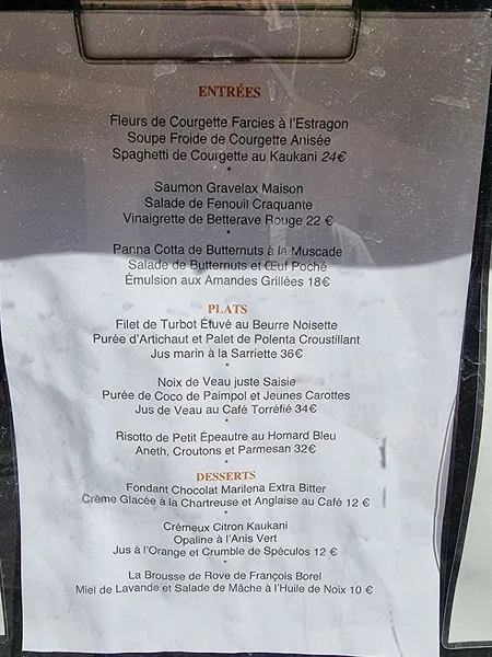menu 1 of Les L du Moulin