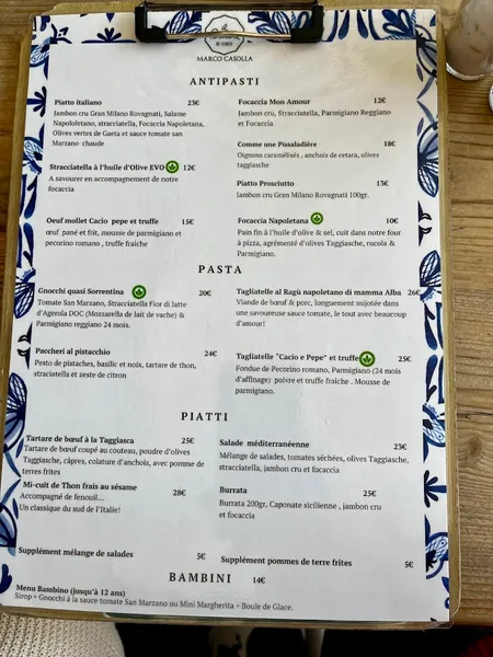 menu 1 of Il Parasole di Marco