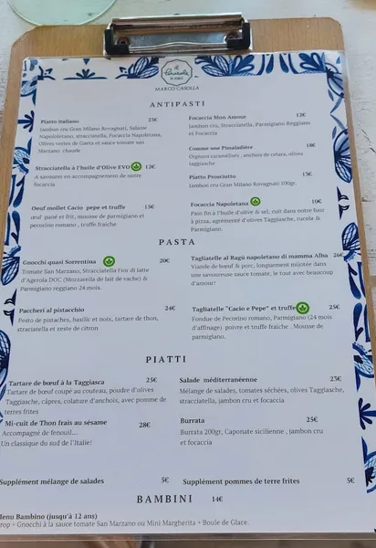 menu 2 of Il Parasole di Marco