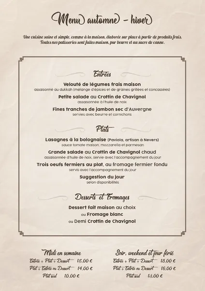 menu 2 of COM Chez Nous