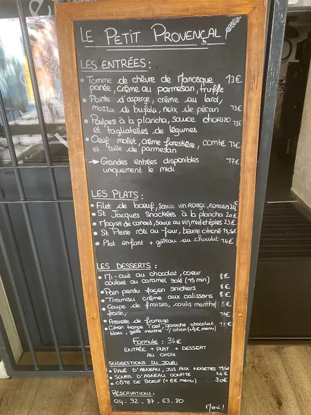 menu 0 of Le Petit Provençal - Restaurant Manosque