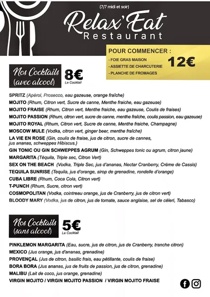 menu 1 of Relax'Eat