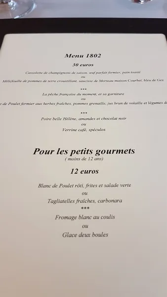 menu 1 of Le 1802