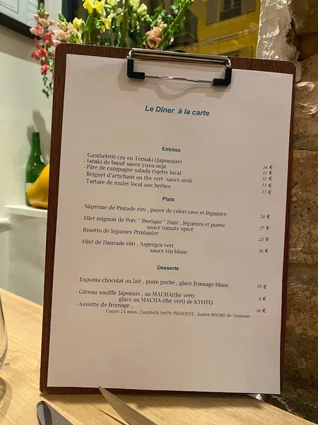 menu 1 of L'Eau de vie