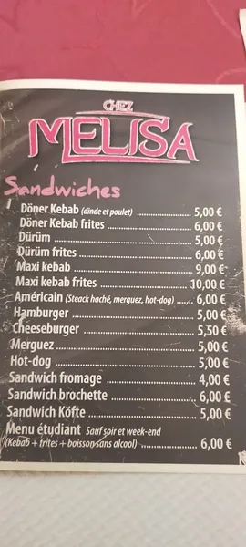 menu 2 of Melisa kebab