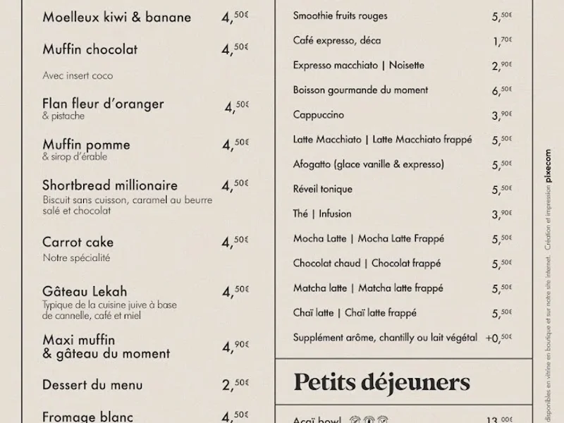 menu 0 of Chez mes sœurs