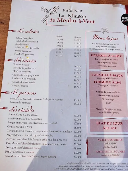 menu 1 of La Maison du Moulin à Vent