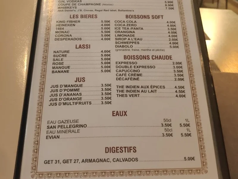 menu 1 of SARTAJ Restaurant indien