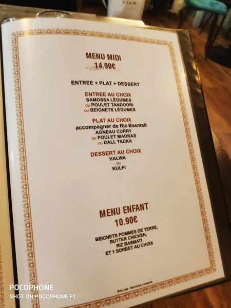 menu 2 of SARTAJ Restaurant indien