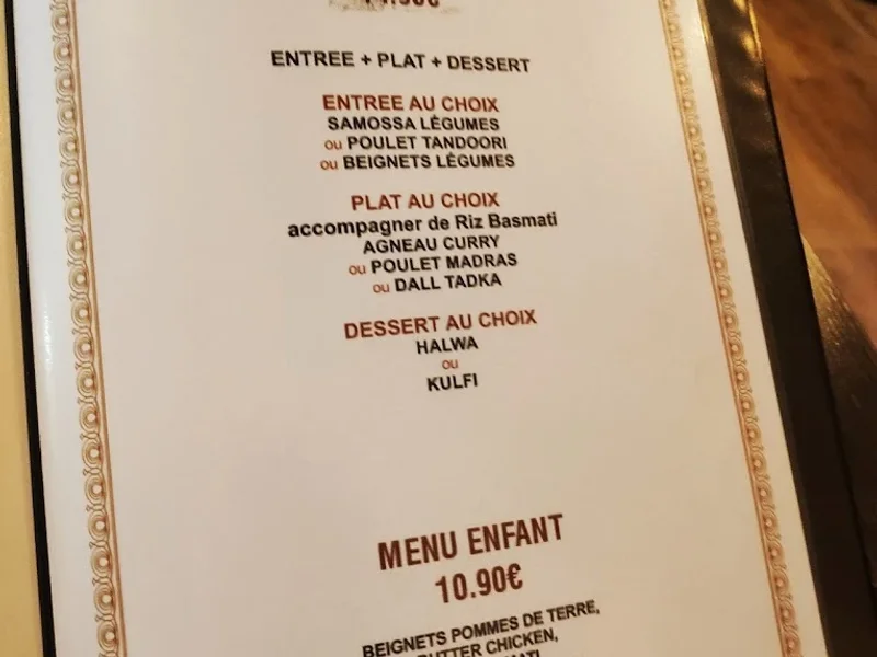menu 2 of SARTAJ Restaurant indien