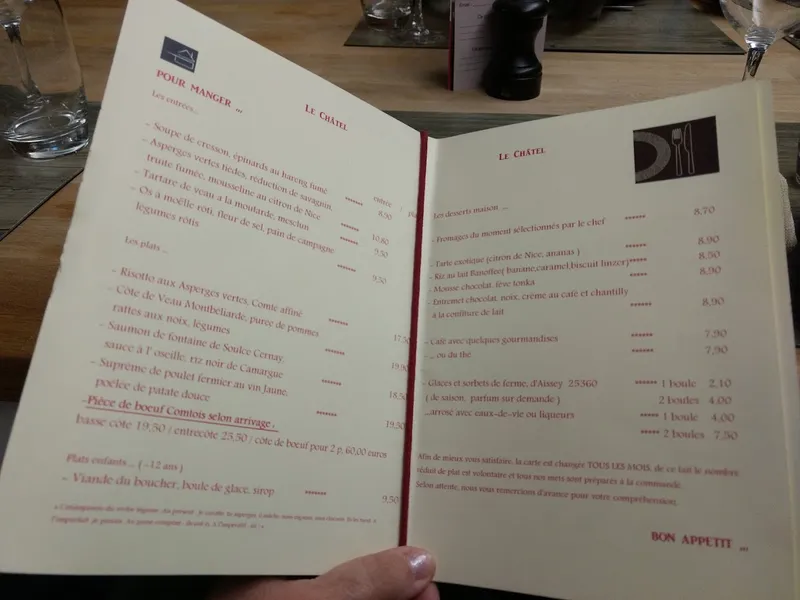 menu 2 of Le Châtel