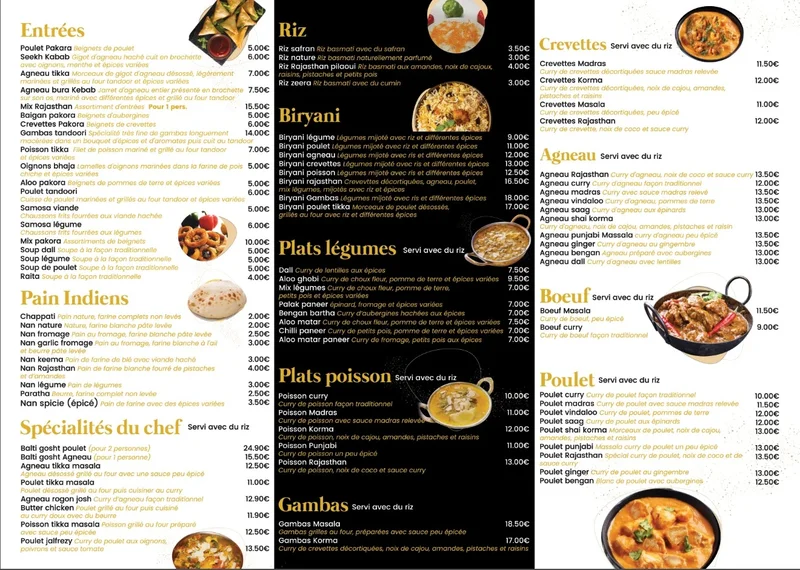 menu 1 of Restaurant Indien Rajastan