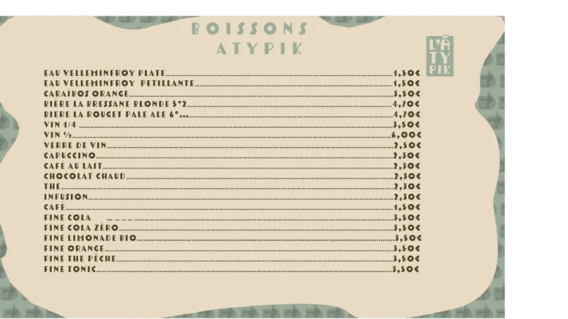 menu 0 of L'Atypik Restaurant Mâcon