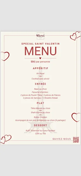 menu 0 of Warsi - Restaurant Indien et Pakistanais