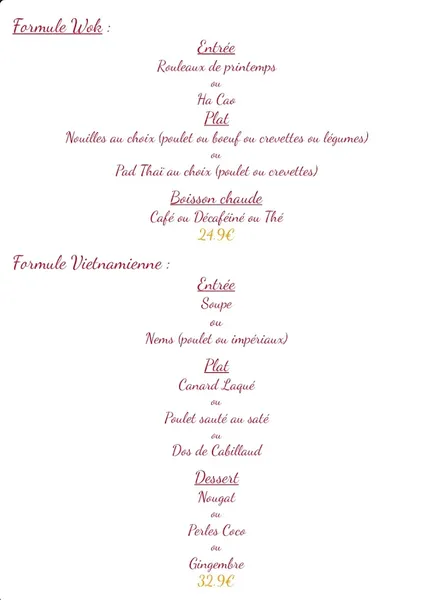 menu 2 of Le Charmant Vietnam