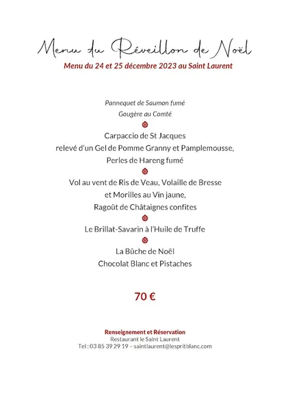menu 2 of Le Saint Laurent