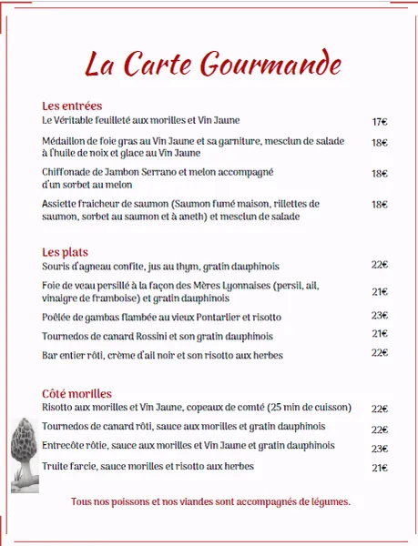 menu 0 of Auberge Jurassienne