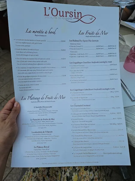 menu 0 of L'Oursin