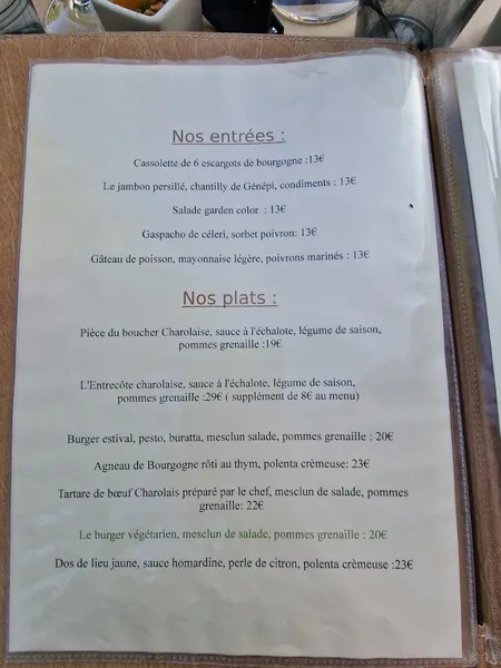 menu 1 of Le Charolles