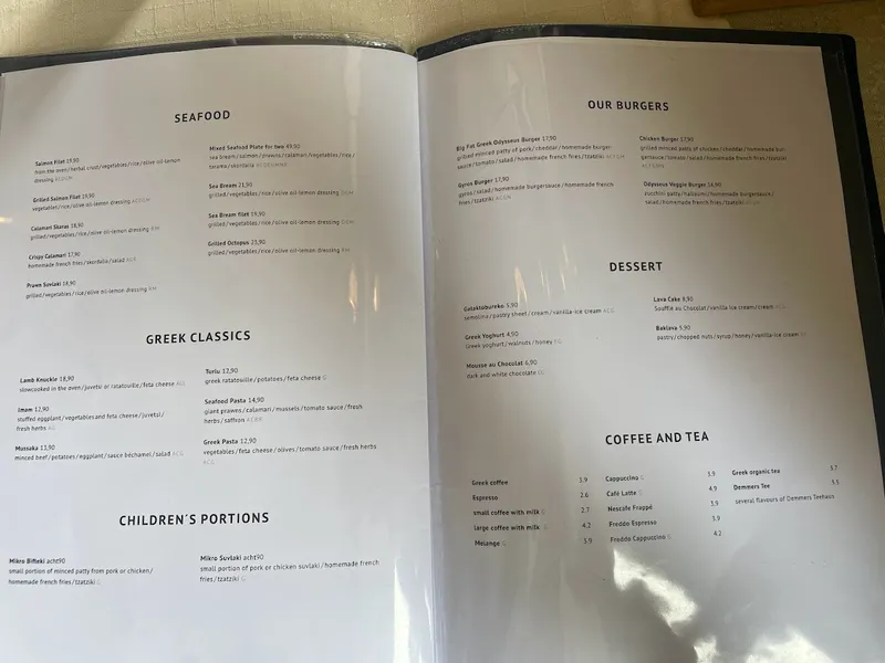 menu 0 of Odysseus Restaurant