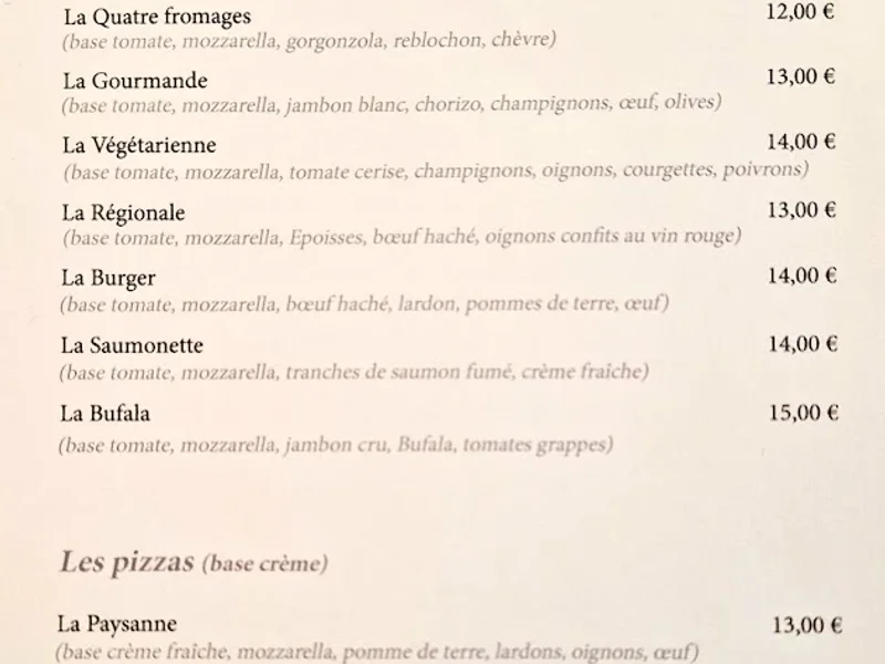 menu 0 of Restaurant La Côte d'Or