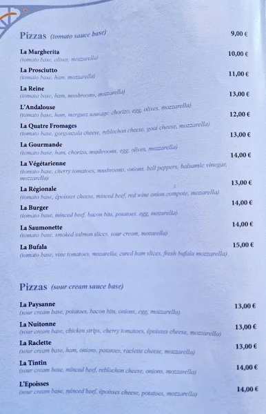 menu 1 of Restaurant La Côte d'Or