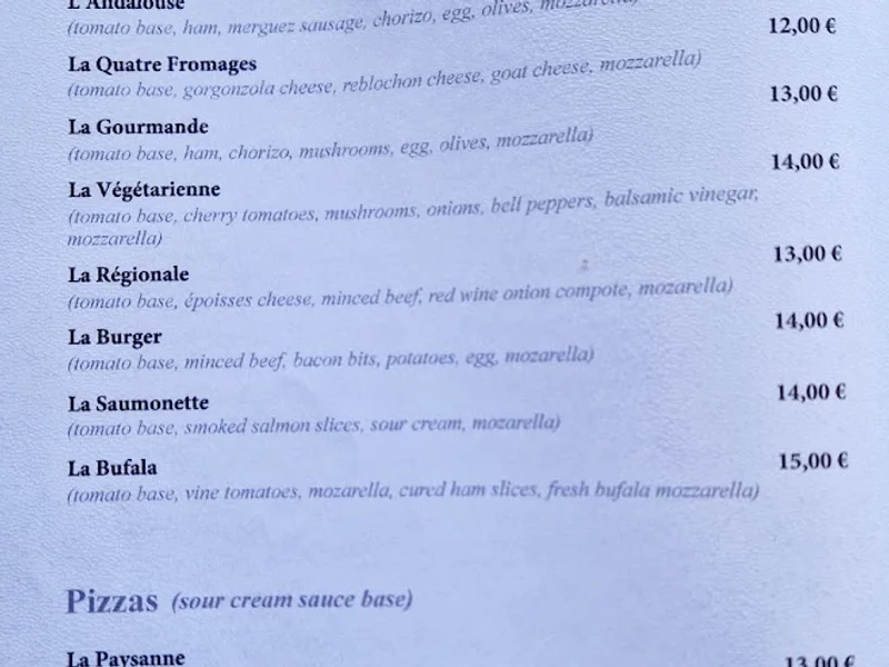 menu 1 of Restaurant La Côte d'Or