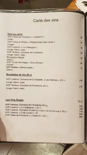 menu 1 of L'Instant Gourmand