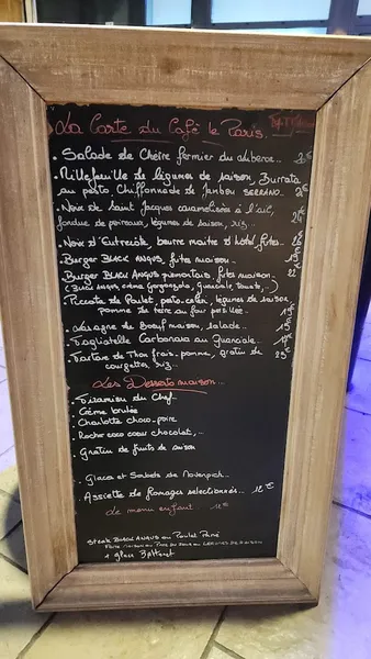 menu 2 of Café Le Paris