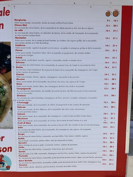 menu 1 of Pizzinella La Baule
