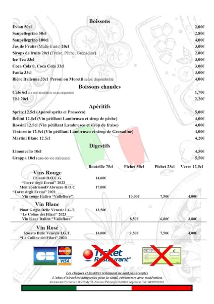 menu 1 of Little Italy