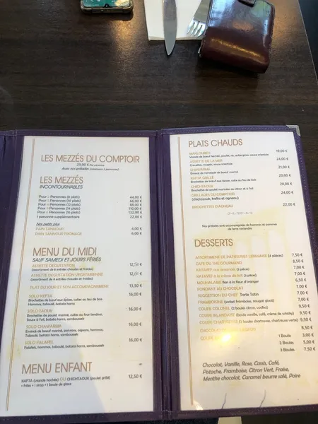 menu 1 of Comptoir Libanais - Restaurant Libanais Echirolles
