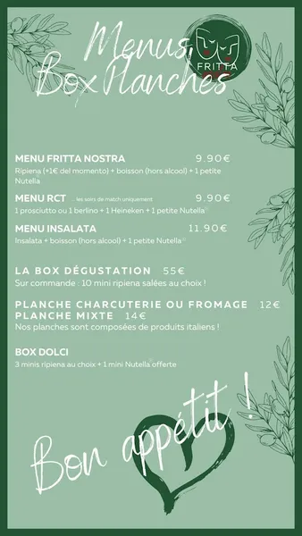 menu 1 of Restaurant pizza fritta Toulon - Fritta Nostra